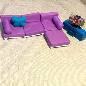 Purple and Blue Journey Girl couch for American girl dolls or dolls
